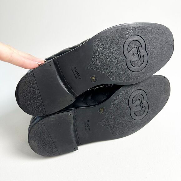 GUCCI Marmont Black Loafers 38.5 US 8 Matelasse Leather Quilted GG Logo - Picture 11 of 14